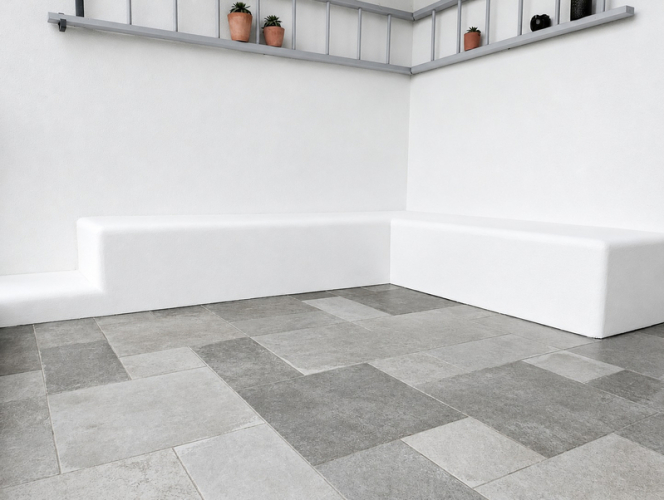 Aménagement extérieur d'une banquette sur terrasse à Jatxou (64)